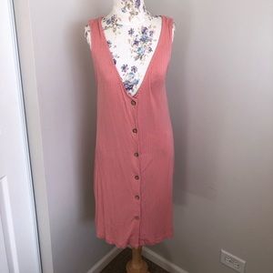 Roxy Low cut Pink Buttoned Dress